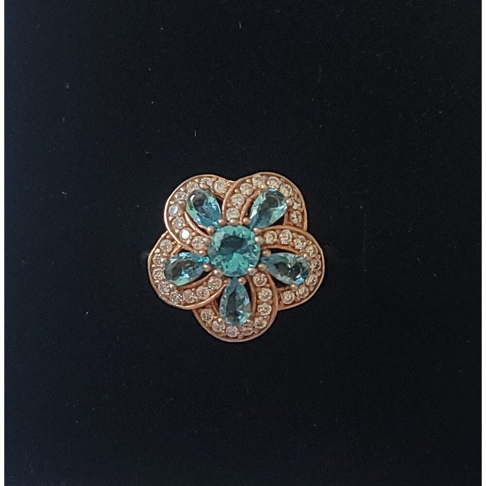 925 Sterling Silver Turkish Flower Ring Jewelry for Women,NEW,PearCut